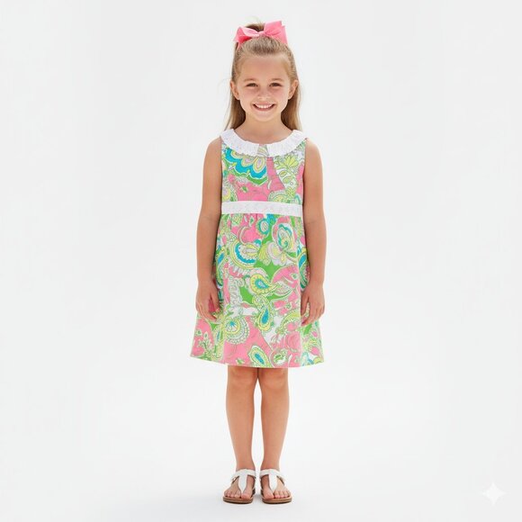 Lilly Pulitzer Other - Lilly Pulitzer Little Lilly Classic Shift Dress Pink Green Girls Size 7